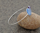 Blue And Amethyst Chalcedony Bracelet - Gold Plated Bracelet - Solid Silver - Natural Stone - Jewelry For New Beginning -Gift For Bridesmaid